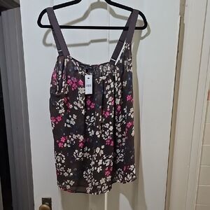 Floral Sleeveless Top - Pink, Beige, Brown